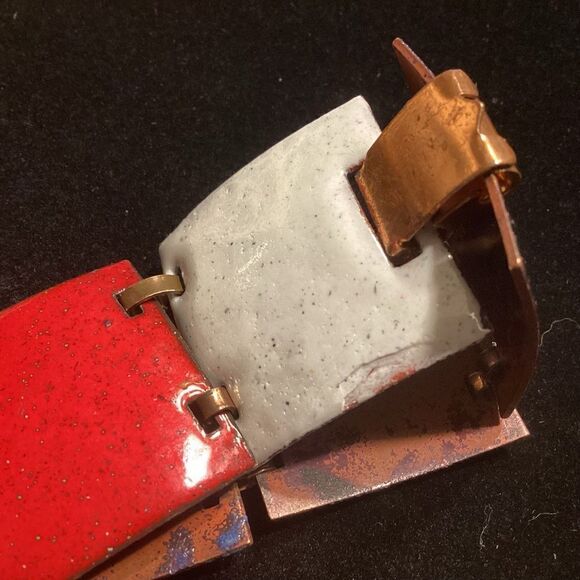 Vintage Coppertone Red, White & Blue Enamel Bracelet - Picture 5 of 6